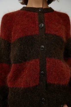 Foxtail Stripe Cardigan in Red Brown