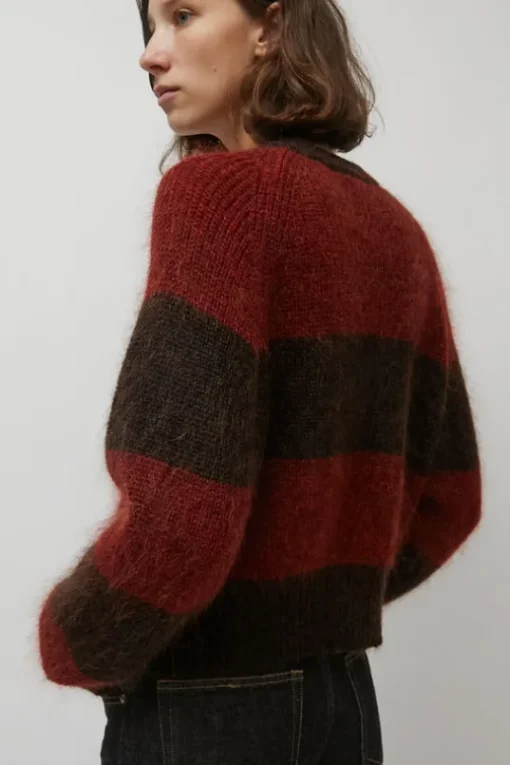 Foxtail Stripe Cardigan in Red Brown