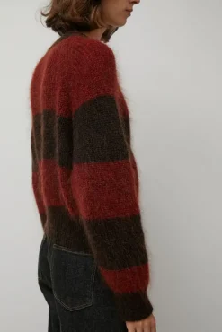 Foxtail Stripe Cardigan in Red Brown