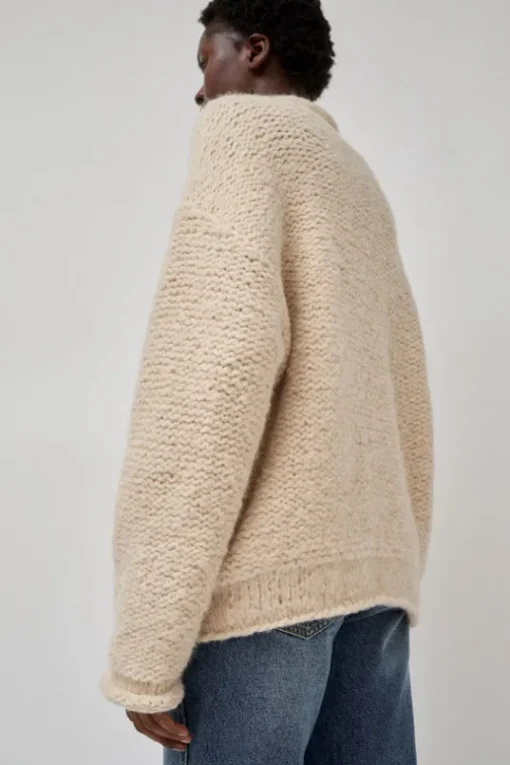 Handknit Purl Rollneck in Alabaster