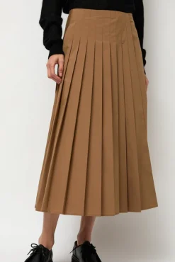 Pleated Wrap Skirt in Khaki