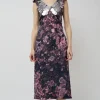V Neck Sequin Dress in Purple Landscape